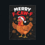 Merry F-caw-f Funny Christmas Santa Chicken  Fleece Blanket<br><div class="desc">Merry F-caw-f Funny Christmas Santa Chicken</div>