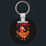 Merry F-caw-f Funny Christmas Santa Chicken  Keychain<br><div class="desc">Merry F-caw-f Funny Christmas Santa Chicken</div>