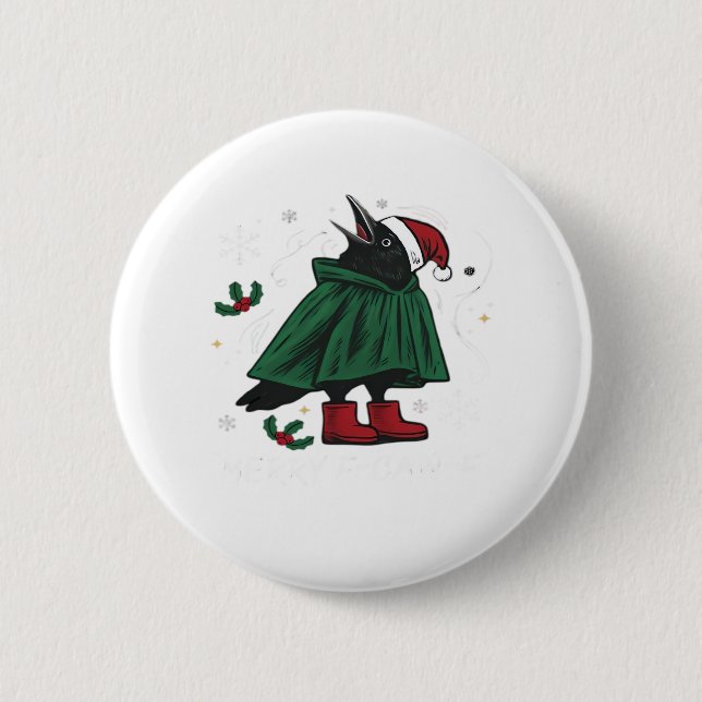 Merry F Caw F Funny Graphic Style 2 Inch Round Button (Front)