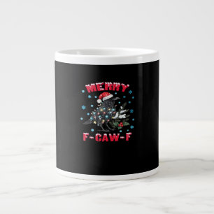 Merry F-Caw-F Funny & Vintage Design Large Coffee Mug