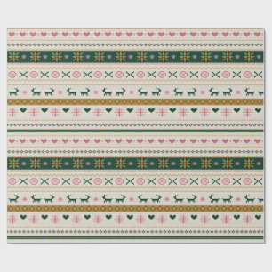 Merry Fair Isle Cream Holiday Wrapping Paper