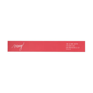 Merry   Festive Red Hand Lettered Christmas Wraparound Address Label