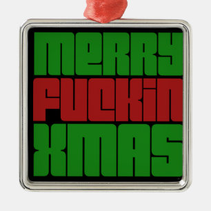 Merry Fin Xmas Metal Ornament