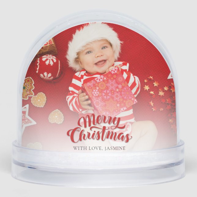 Merry First Christmas Baby Photos with Mom Custom Snowglobe (Front)