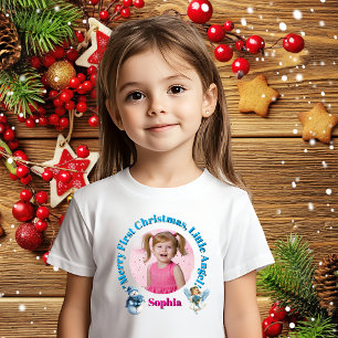 Merry First Christmas  Little Angel Photo Gift Baby T-Shirt