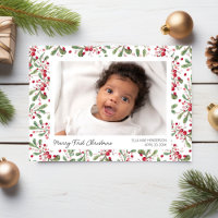 Merry First Christmas Photos, Berries & Greenery