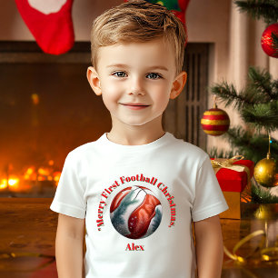 Merry First Football Christmas Baby Gift T-Shirt