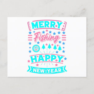 Merry Fishing Christmas, Happy New Year Postcard