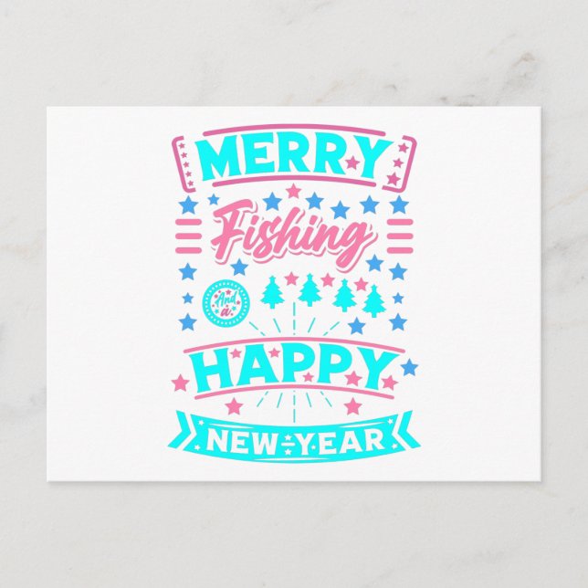 Merry Fishing Christmas, Happy New Year Postcard (Front)