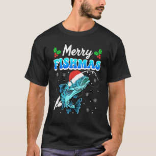 Merry Fishmas Angler Christmas Fishing T-Shirt