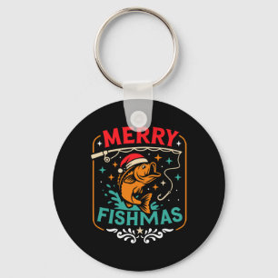 Merry Fishmas B Fish Christmas Ugly Sweater Xmas F Keychain