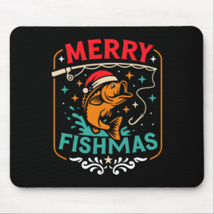 Merry Fishmas B Fish Christmas Ugly Sweater Xmas F Mouse Pad