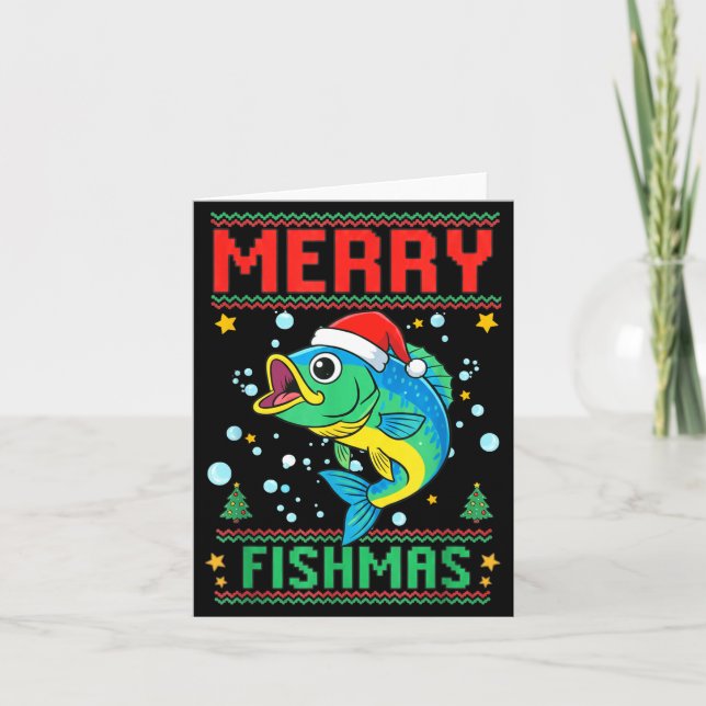 Merry Fishmas B Fish Fishing Christmas  Card (Front)