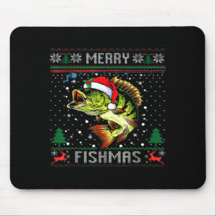 Merry Fishmas B Fish Fishing Christmas Ugly Sweate Mouse Pad