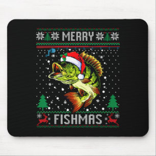 Merry Fishmas B Fish Fishing Christmas Ugly Sweate Mouse Pad