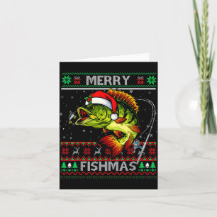 Merry Fishmas B Fish Fishing Christmas Ugly Xmas  Card