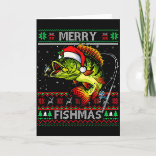 Merry Fishmas B Fish Fishing Christmas Ugly Xmas Card