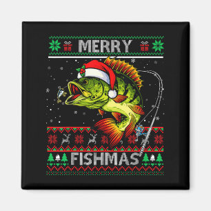 Merry Fishmas B Fish Fishing Christmas Ugly Xmas Magnet