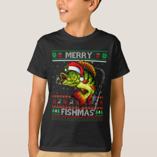 Merry Fishmas B Fish Fishing Christmas Ugly Xmas  T-Shirt