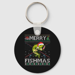 Merry Fishmas Byss Fish Fishing Christmas Ugly Swe Keychain