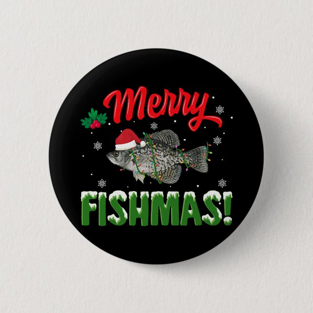 Merry Fishmas Christmas Fish lover 2 Inch Round Button (Front)