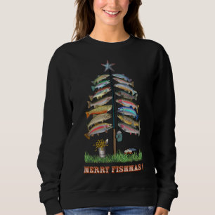Merry Fishmas Christmas Fish Tree Xmas Lights Fish Sweatshirt