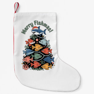 Merry Fishmas Christmas Tree Fish Funny Fishing Small Christmas Stocking