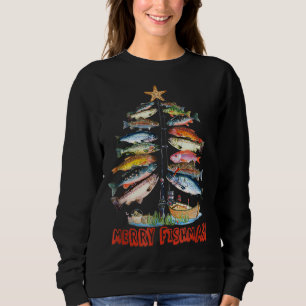Merry Fishmas Christmas Tree Fish Funny Fishing Sweatshirt