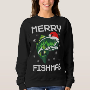 Merry Fishmas Christmas Tree Fishing Xmas Pajama Sweatshirt