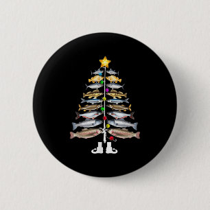 Merry Fishmas Christmas Tree Funny Fishing 2 Inch Round Button