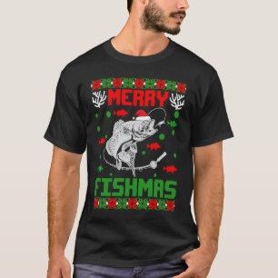 Merry Fishmas Christmas Xmas gift For Fishers T-Shirt