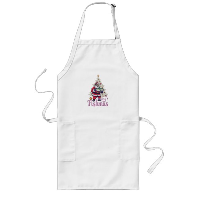 Merry Fishmas: Cool Fishing Fun with Santa Claus  Long Apron (Front)