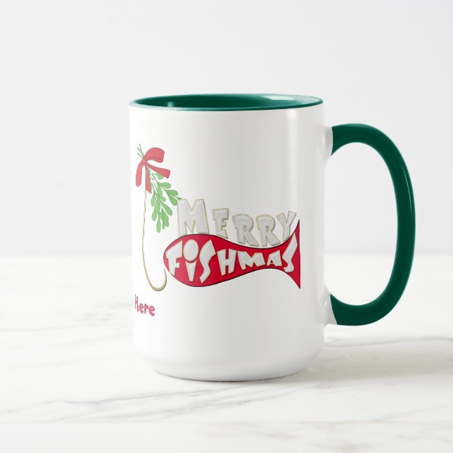 Merry Fishmas Drôle Pêche Mug de Noël (Droite)