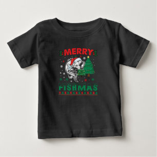 Merry Fishmas Fish Fishing Dad Fisherman Christmas Baby T-Shirt