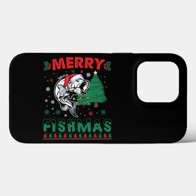 Merry Fishmas Fish Fishing Dad Fisherman Christmas Case-Mate iPhone Case (Back (Horizontal))