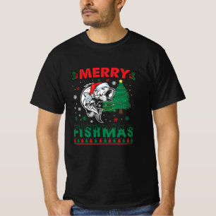 Merry Fishmas Fish Fishing Dad Fisherman Christmas T-Shirt