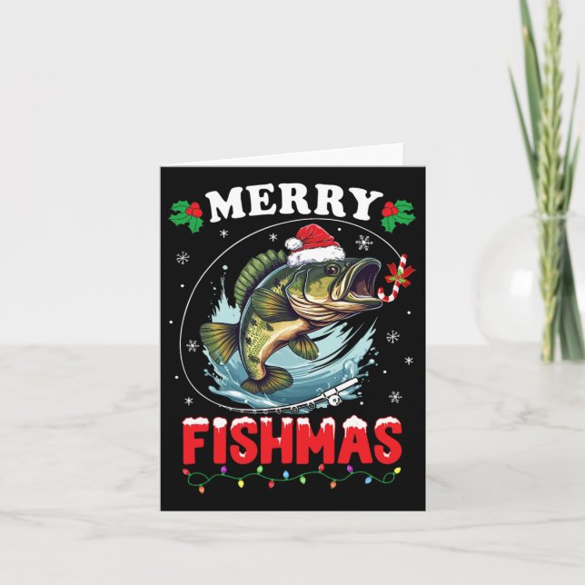Merry Fishmas Fish Funny Fishing Christmas Dad Men Card (Front)