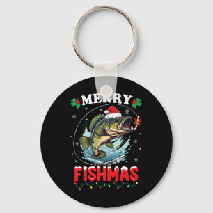 Merry Fishmas Fish Funny Fishing Christmas Dad Men Keychain