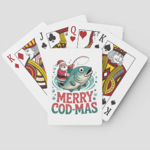 Merry Fishmas Fishing Christmas Santa Claus Xmas Playing Cards