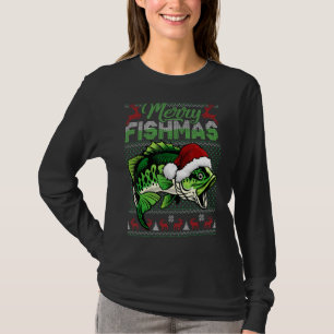 Merry Fishmas Fishing Fisherman Ugly Christmas Swe T-Shirt