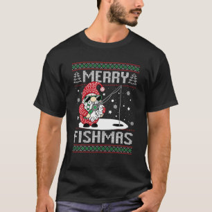 Merry Fishmas Fishing Gnome Christmas Santa Fisher T-Shirt