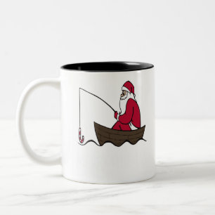 Merry fishmas fishing santa christmas fisherman.pn Two-Tone coffee mug