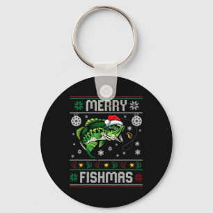 Merry Fishmas Fun Fish Fishing Fisherman Ugly Chri Keychain