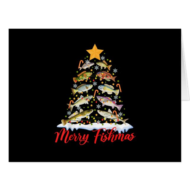 Merry Fishmas Funky Christmas Tree Lights Fish Fis (Devant horizontal)