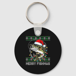 Merry Fishmas Funny B Fishing Christmas For Women Keychain