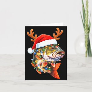 Merry Fishmas Funny B Fishing Christmas Santa Hat  Card