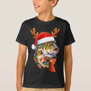 Merry Fishmas Funny B Fishing Christmas Santa Hat  T-Shirt