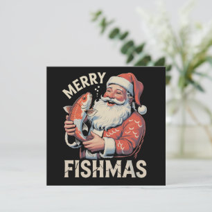 Merry Fishmas Funny Christmas Santa Claus Fishing Holiday Card