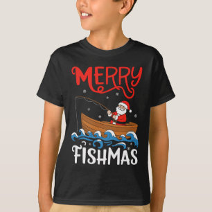 Merry Fishmas Funny Christmas Santa Claus Fishing T-Shirt