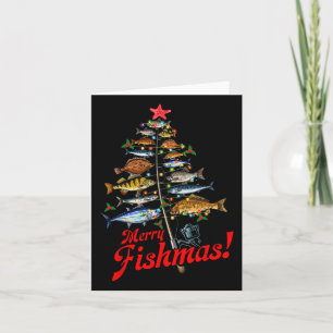 Merry Fishmas Funny Christmas Tree Lights Fish Fis Card